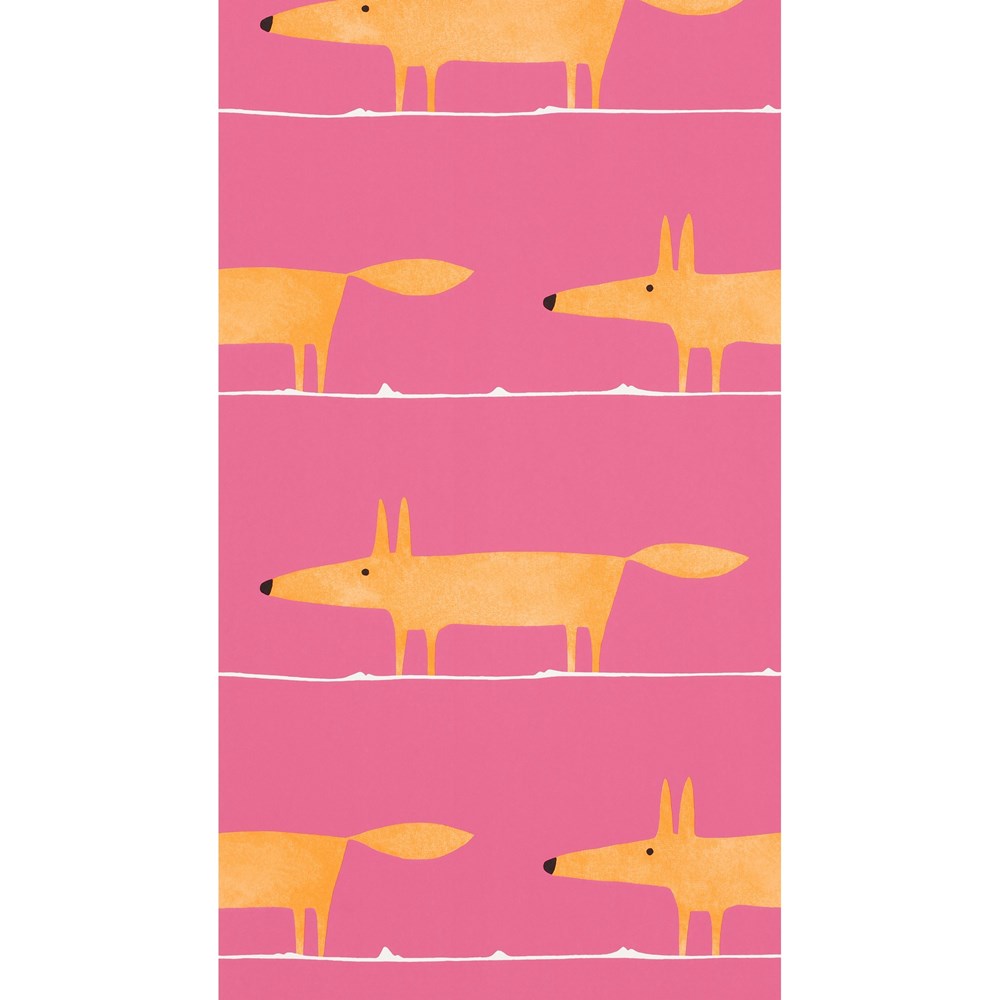 Mr Fox Wallpaper 110843 by Scion in Fuchsia Pink